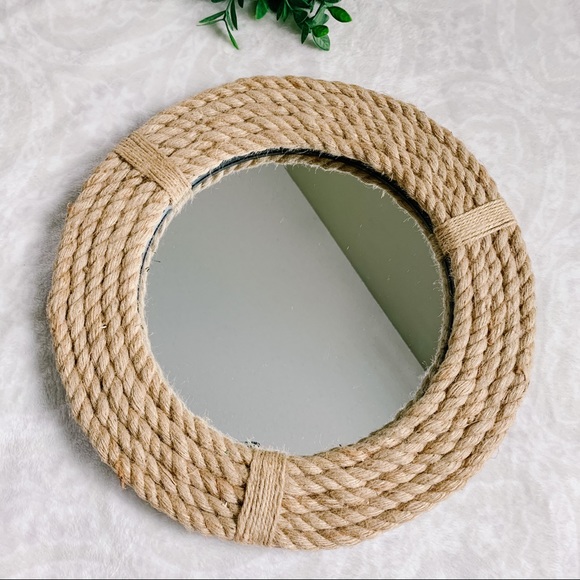 Other - Round Tan Rope Mirror Decor